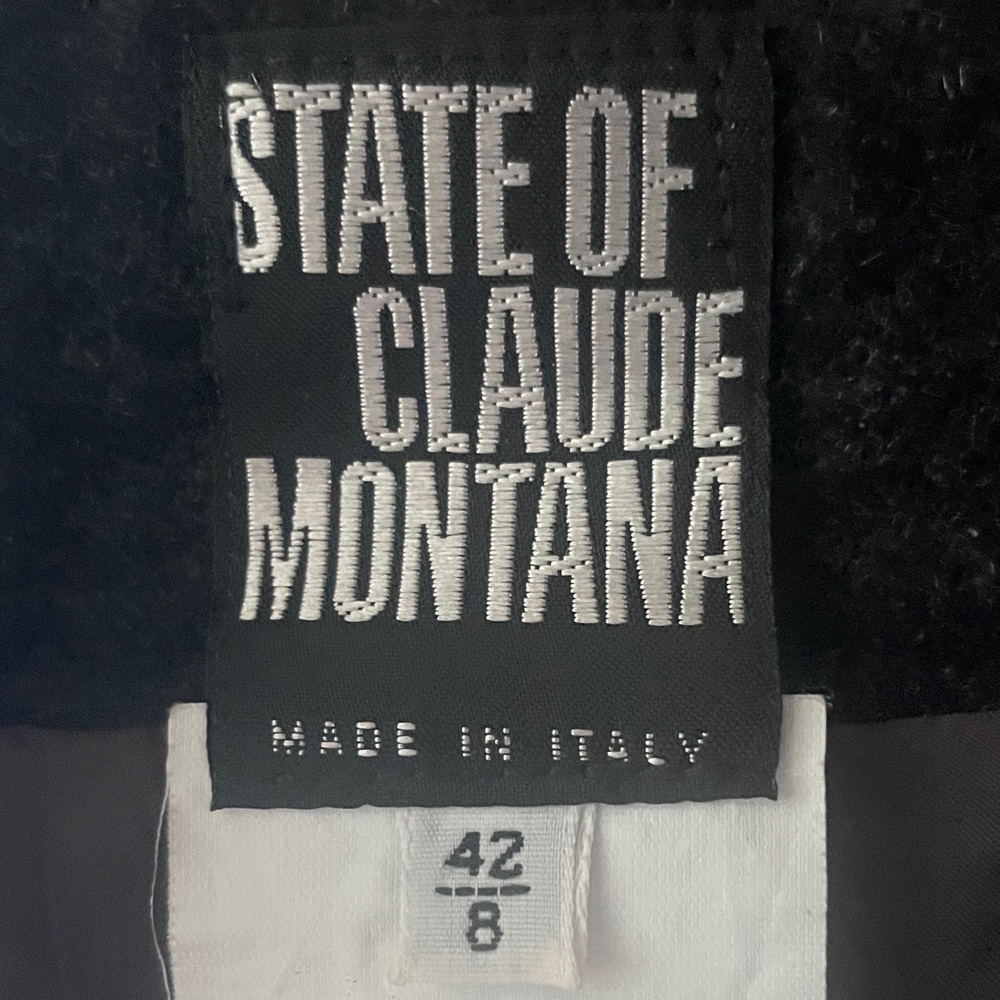State of Claude Montana Vintage 80s Charcoal Wool Pencil Skirt Made in Italy XS